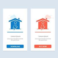 home house power power azul e vermelho baixe e compre agora modelo de cartão de widget da web vetor