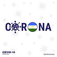 bashkortostan tipografia do coronavírus covid19 bandeira do país fique em casa fique saudável cuide da sua própria saúde vetor