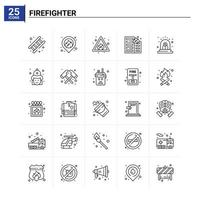 conjunto de ícones de 25 bombeiros de fundo vetorial vetor