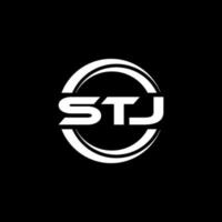 design do logotipo da carta STJ na ilustração. logotipo vetorial, desenhos de caligrafia para logotipo, pôster, convite, etc. vetor