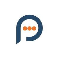 letra p logotipo de comunicação de bolha de bate-papo. bate-papo de bolha com design de logotipo inicial letra p. vetor
