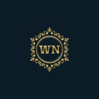 logotipo da letra wn com modelo de ouro de luxo. modelo de vetor de logotipo de elegância.