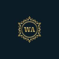 logotipo da letra wa com modelo de ouro de luxo. modelo de vetor de logotipo de elegância.