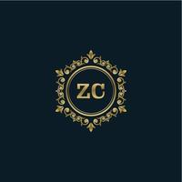 logotipo da letra zc com modelo de ouro de luxo. modelo de vetor de logotipo de elegância.