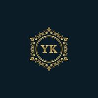 logotipo da letra yk com modelo de ouro de luxo. modelo de vetor de logotipo de elegância.