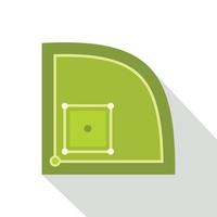 ícone de campo de beisebol verde, estilo simples vetor