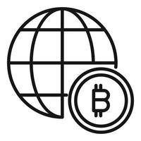 vetor de contorno do ícone de criptomoeda global. dinheiro criptográfico