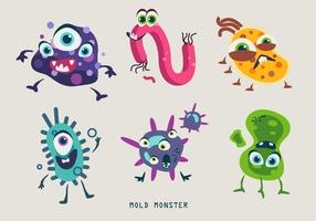 Molde Bacteria Monster Character Illustration Ilustração