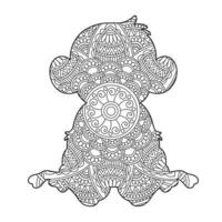 página de coloração de mandala de macaco para adultos livro de colorir de animais florais isolado no fundo branco página de coloração antiestresse ilustração vetorial vetor