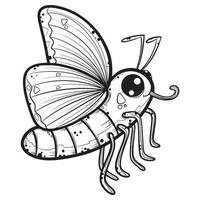 desenho de linha de desenho animado de borboleta fofa para crianças colorir livro clip art logotipo ícone ilustração vetorial. vetor