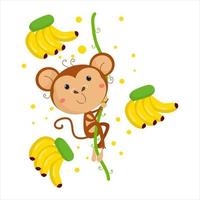 personagem de ilustração vetorial de macaco dos desenhos animados adequado para designs de roupas infantis vetor