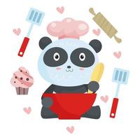 personagens de desenhos animados de pandas fofos adequados para designs de roupas infantis vetor