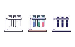 linha de tubo de ensaio e ícone glifo isolado no fundo branco, ilustração vetorial de laboratório vetor