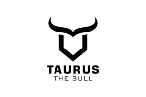 logotipo da letra v, logotipo do touro, logotipo da cabeça do touro, elemento de modelo de design do logotipo do monograma vetor