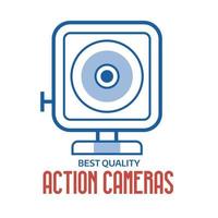 logotipo da linha de câmera de ação ou modelo de etiqueta vetor