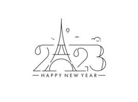 2023 feliz ano novo cartaz de design de tipografia de texto, modelo, brochura, decorado, panfleto, design de banner. vetor