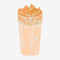 estilo monocromático plano editável, vista lateral superior, ilustração vetorial de café gelado coreano dalgona em caneca de vidro longa para café e design relacionado a bebidas vetor