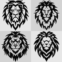 definir o pacote de logotipo de arte de linha simples vetor premium de leão