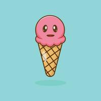 ilustração de desenho simples de personagem de sorvete fofo. conceito de mascote de comida. vetor