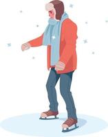 homem patinando férias de inverno. ilustração vetorial vetor