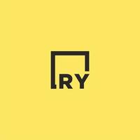 ry logotipo inicial do monograma com design de estilo quadrado vetor
