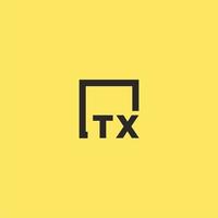 logotipo inicial do monograma tx com design de estilo quadrado vetor