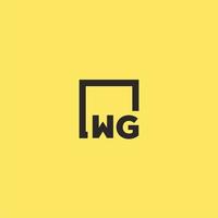 logotipo inicial do monograma wg com design de estilo quadrado vetor