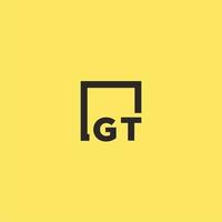 logotipo inicial do monograma gt com design de estilo quadrado vetor