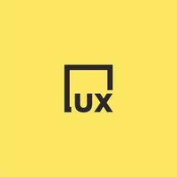 logotipo de monograma inicial ux com design de estilo quadrado vetor