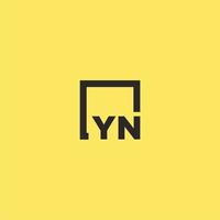 yn logotipo monograma inicial com design de estilo quadrado vetor