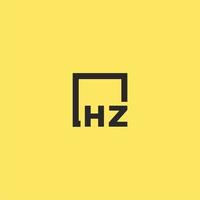 logotipo monograma inicial hz com design de estilo quadrado vetor