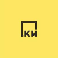 logotipo inicial do monograma kw com design de estilo quadrado vetor