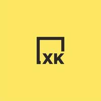 logotipo do monograma inicial xk com design de estilo quadrado vetor