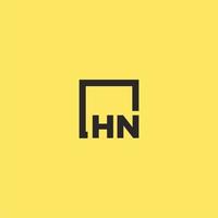 logotipo monograma inicial hn com design de estilo quadrado vetor