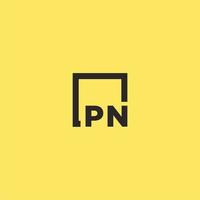 logotipo monograma inicial pn com design de estilo quadrado vetor