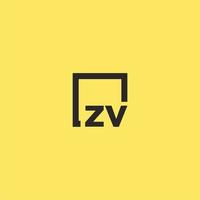logotipo inicial do monograma zv com design de estilo quadrado vetor