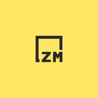 logotipo inicial do monograma zm com design de estilo quadrado vetor