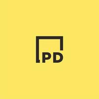 pd logotipo monograma inicial com design de estilo quadrado vetor