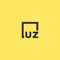 logotipo inicial do monograma uz com design de estilo quadrado vetor