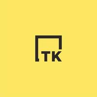 logotipo inicial do monograma tk com design de estilo quadrado vetor