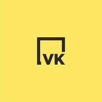 logotipo inicial do monograma vk com design de estilo quadrado vetor