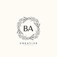 arte de logotipo inicial de vetor de beleza ba, logotipo de caligrafia de assinatura inicial, casamento, moda, joalheria, boutique, floral e botânico com modelo criativo para qualquer empresa ou negócio.