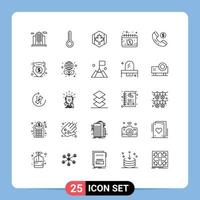 Pacote de linha de interface de usuário 25 de sinais e símbolos modernos de elementos de design de vetores editáveis de data de venda de comércio eletrônico de compras no Canadá