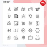 pacote de interface do usuário com 25 linhas básicas de análise, calendário de pagamento, elementos de design de vetores editáveis de crédito global