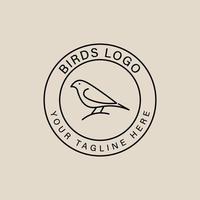 logotipo de arte de linha de pássaros, ícone com emblema e símbolo, design de ilustração vetorial vetor
