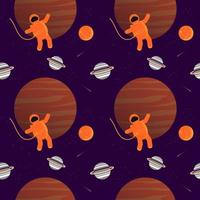 padrão sem emenda de elementos de espaço. ilustração em vetor de fundo de espaço. padrão perfeito com elementos de planeta, astronauta e lua para scrapbook, papel de embrulho, papel de parede.