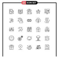 grupo de símbolos de ícone universal de 25 linhas modernas de dólar crescer truque de negócios elementos de design de vetores editáveis