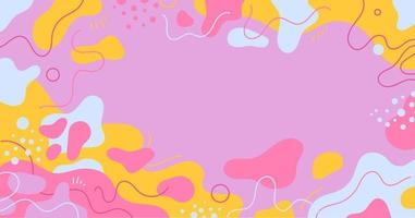 fundo geométrico de memphis colorido de vetor. líquido, fluxo, composições de formas fluidas. página de destino abstrata moderna. design de cartaz. rosa, azul, amarelo vetor
