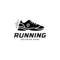 logotipo do símbolo do tênis de corrida, modelo logptype do torneio maratona. fitness, atleta treinando para símbolo de vida, ícone de sapato vetor