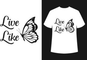 design de camiseta de borboleta vetor